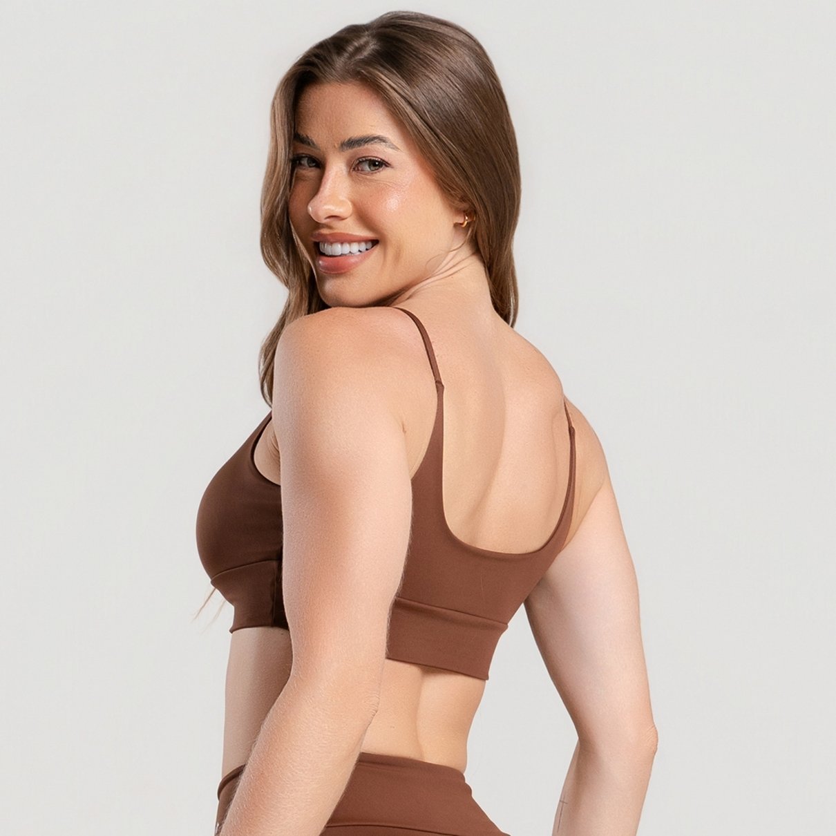 03 top fitness poliamida basico marrom