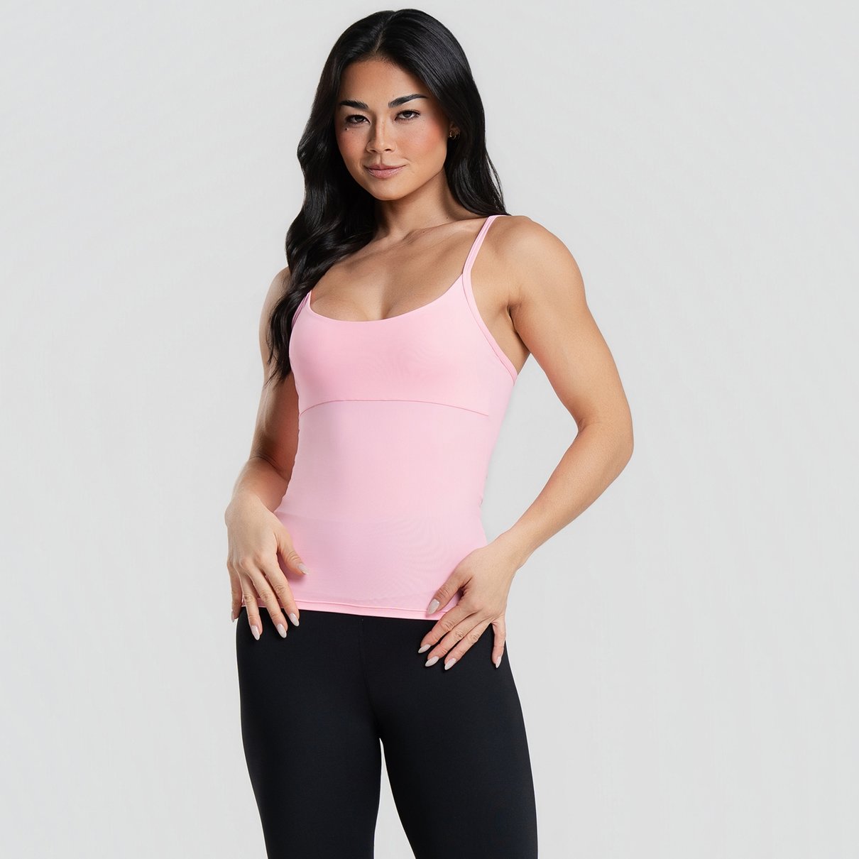 04 regata alca fina poliamida com entrada para bojo rosa bebe